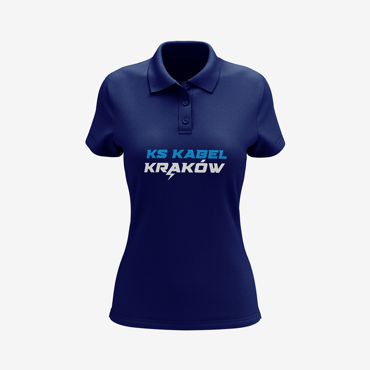 Damska granatowa koszulka polo KS Kabel Kraków błyskawica